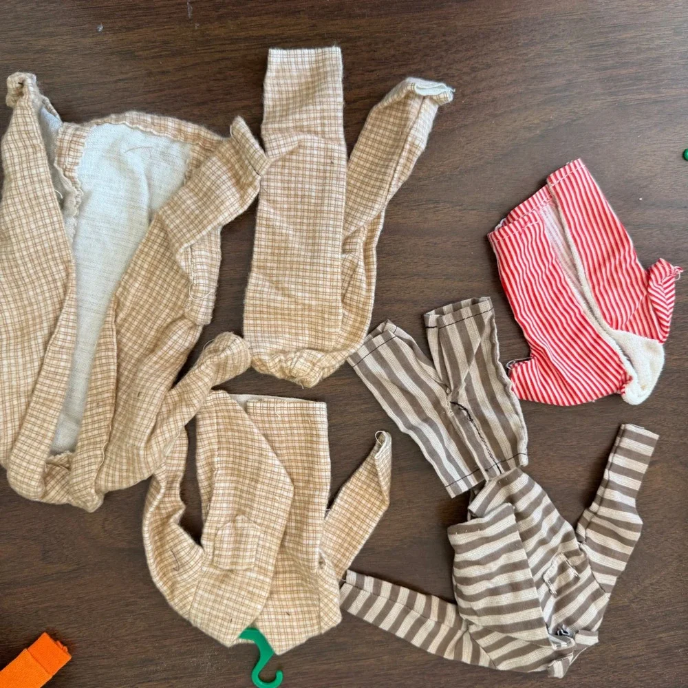 Handmade Vintage Style Male Doll Clothing Lot Striped Pajamas Checkered Robe Ken